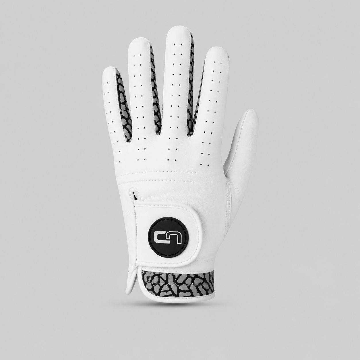 UD Cabretta Golf Gloves - White/Elephant Print